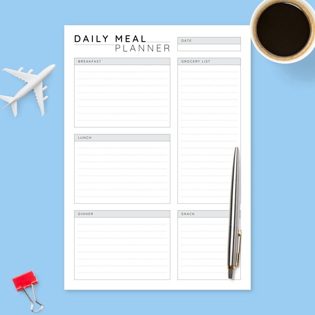 Daily Menu Planner Printable