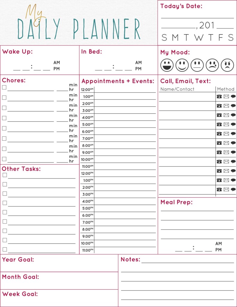 Daily Planner Free Printable Karen C Avalos