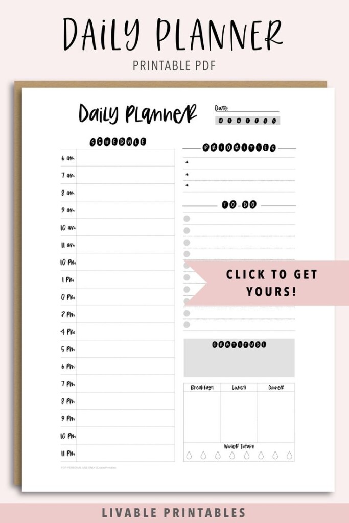 Daily Planner Printable Daily Planner PDF Etsy Daily Planner Pages 