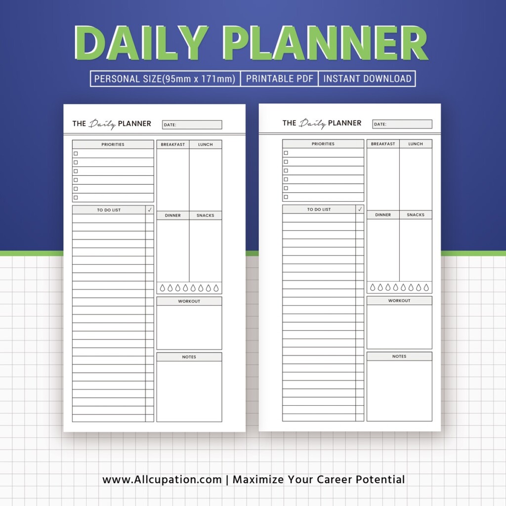 Daily Planner Printable Personal Size Planner Planner Pages Planner 
