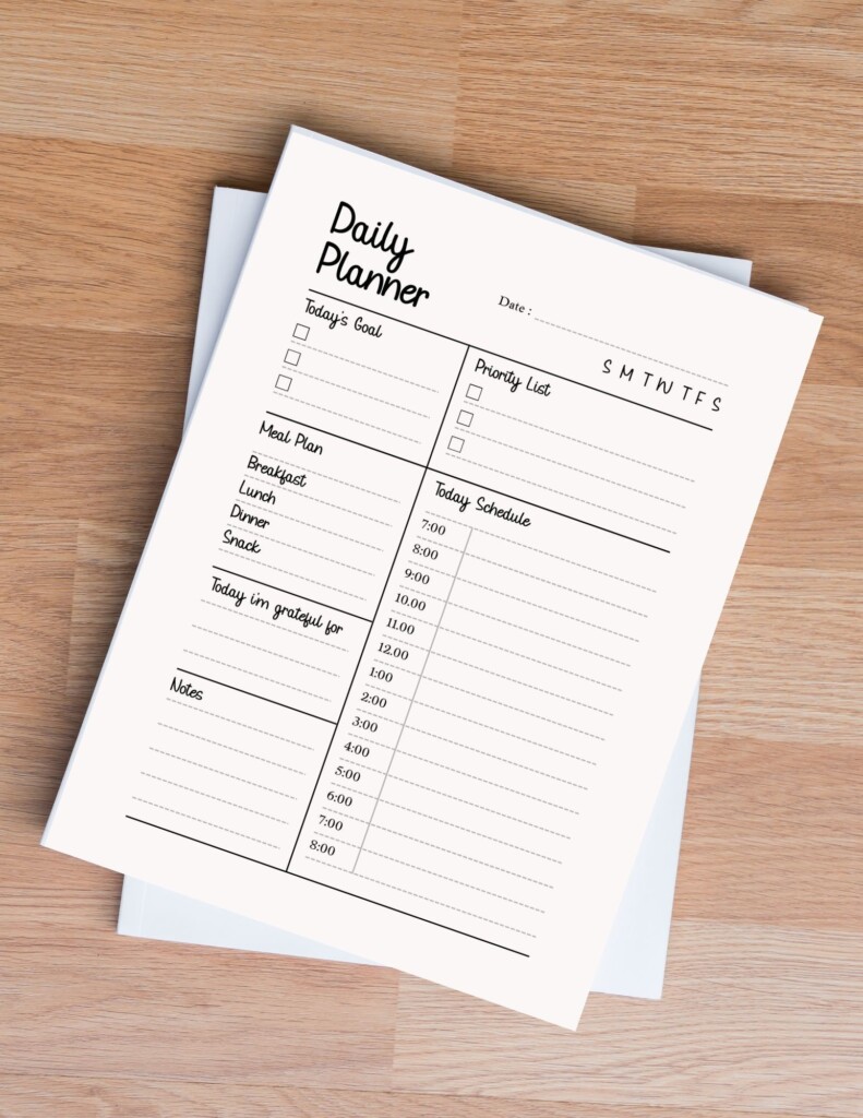 Daily Planner Printable Sheets Etsy