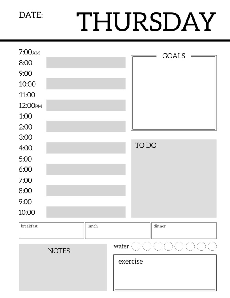 Daily Planner Printable Template Sheets Paper Trail Design