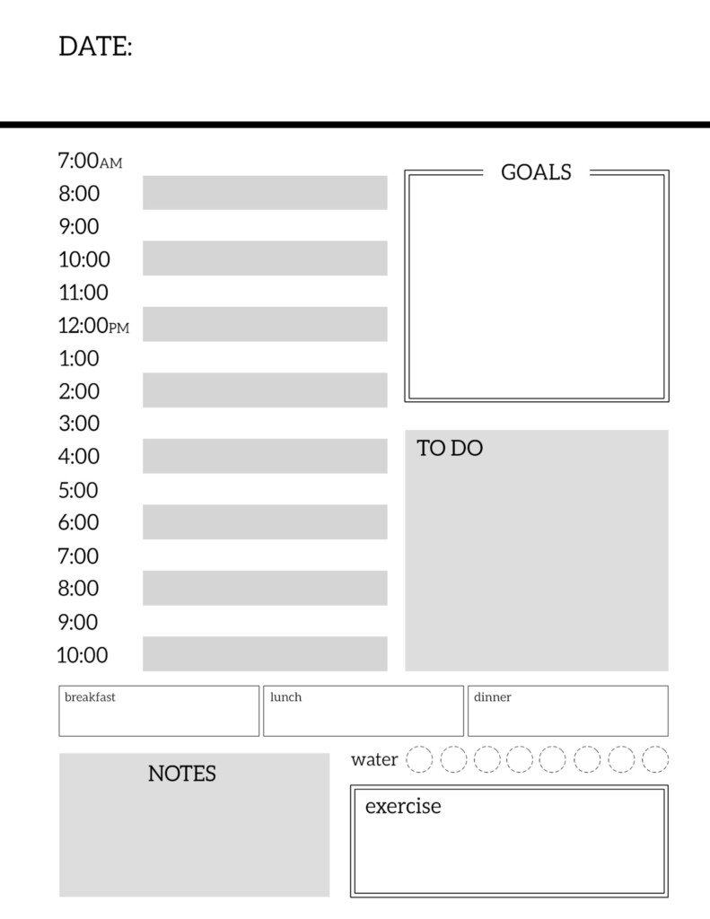 Daily Planner Printable Template Sheets Paper Trail Design