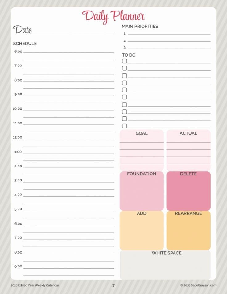 Daily Planner Template Daily Planner Template Printable Awesome Free