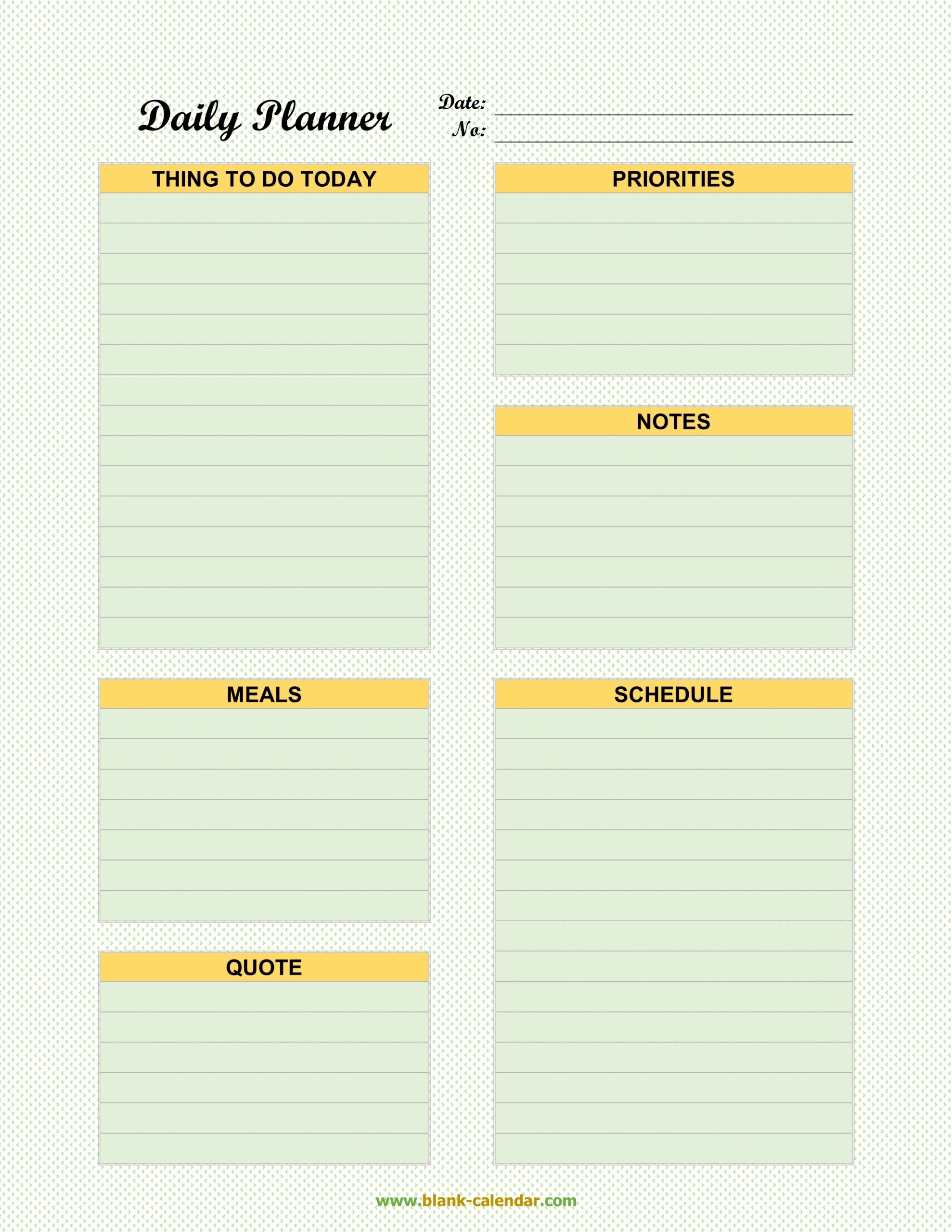 Daily Planner Templates WORD EXCEL PDF