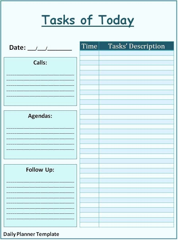 Daily Work Planner Template Daily Work Planner Template Awesome 46 The 
