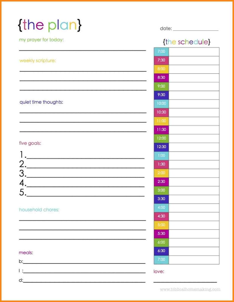 Day Planner Free Printable