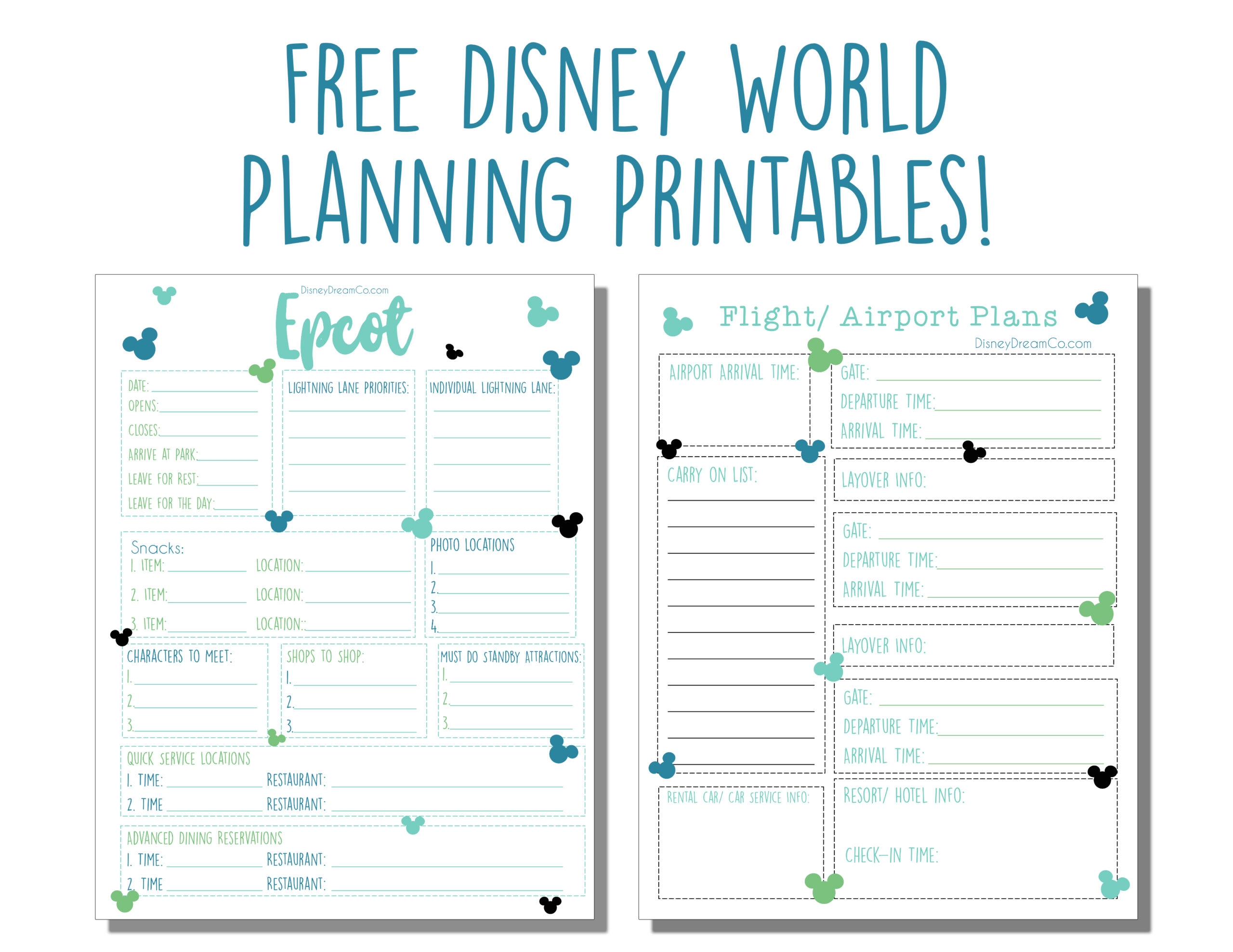Disney World FREE Planning Printables Disney World Planner