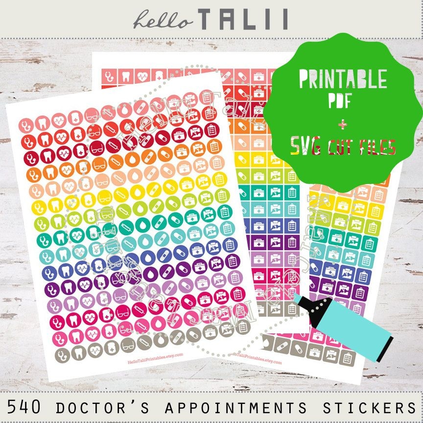 Doctor Appointment Planner Stickers 540 Health Planner Printable PDF 