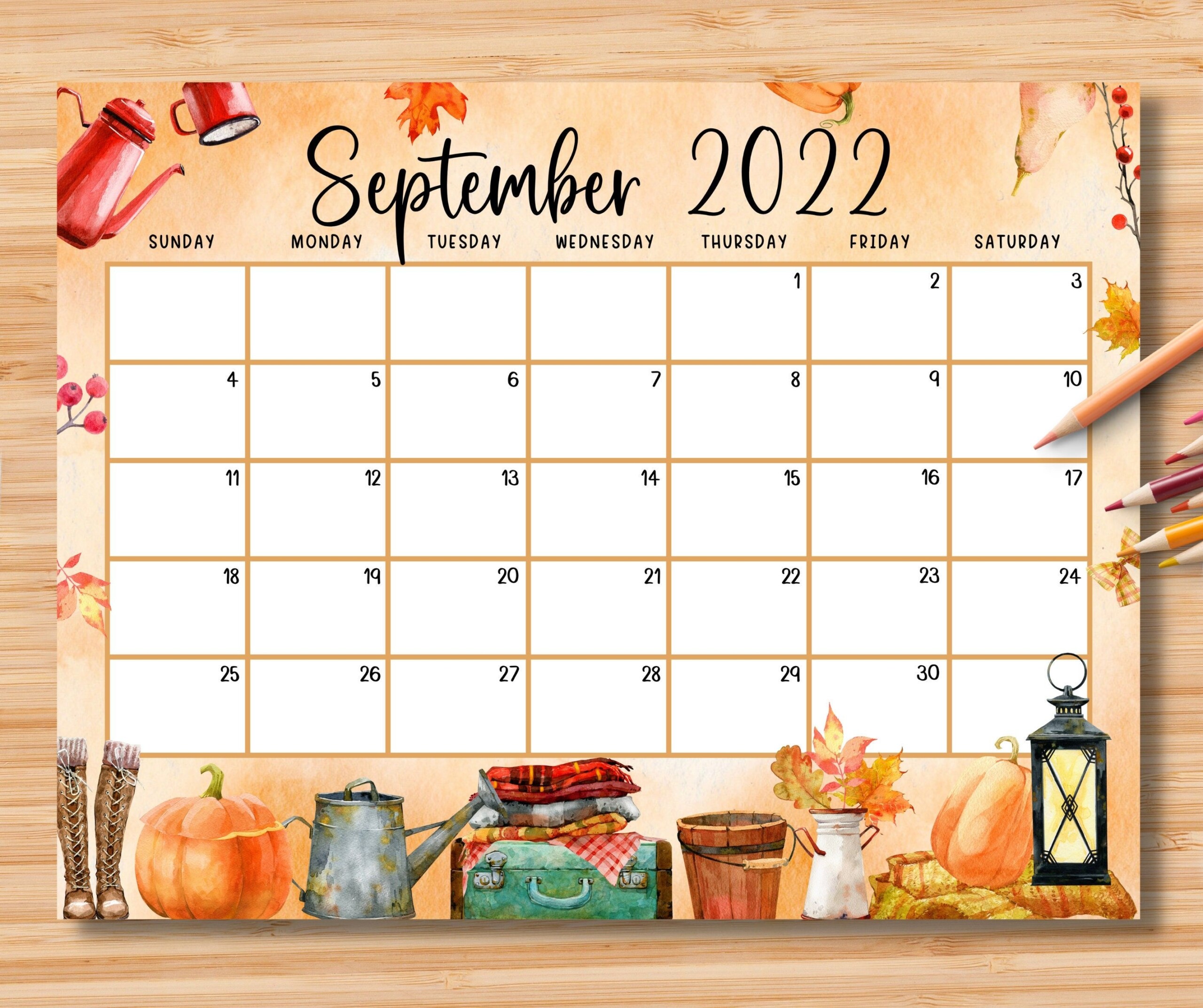 EDITABLE January 2023 Calendar Watercolor Boho Winter New Etsy In