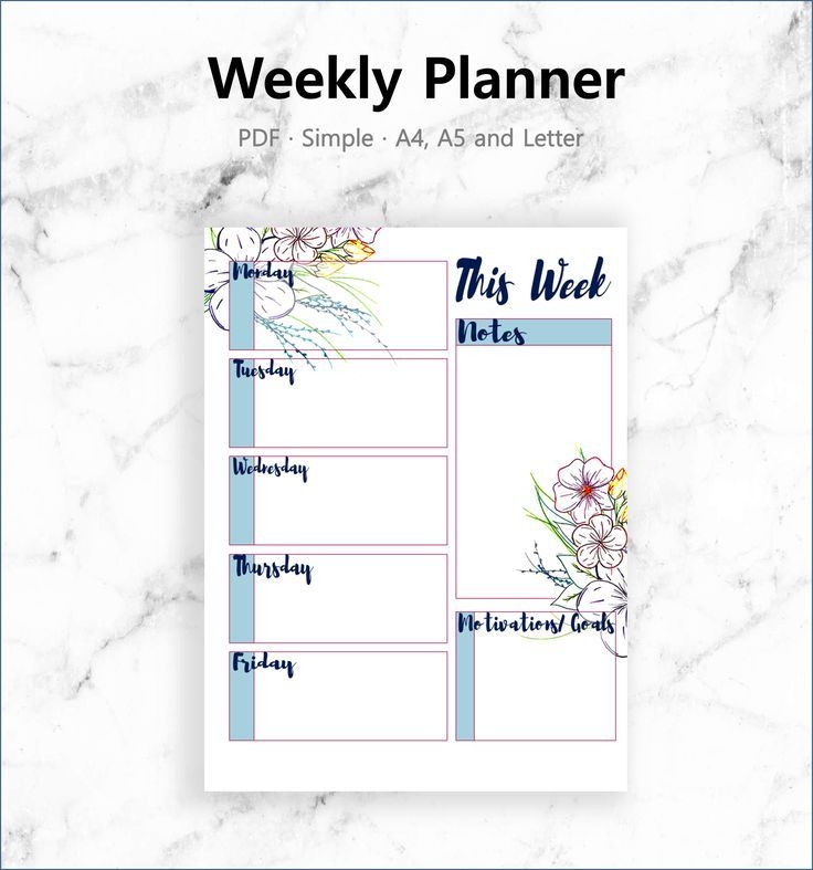 FLORAL PRINTABLE Planner Insert Bundle Weekly And Daily Planner 