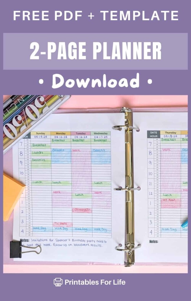 FREE 2 Page Weekly Planner Printable
