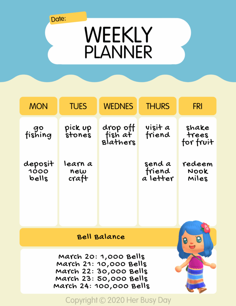 Free Animal Crossing New Horizons Weekly Planner And To Do List 