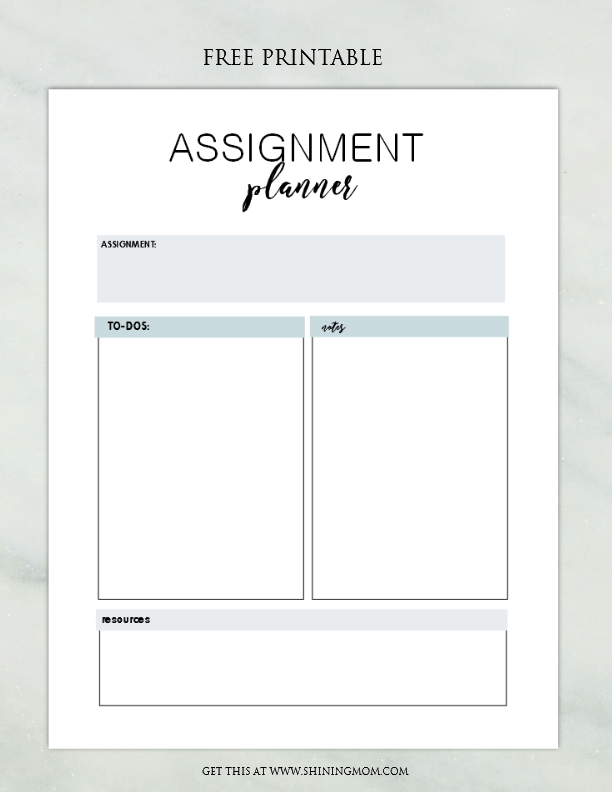 FREE Assignment Planner For Kids And Teens Fun And Cute 