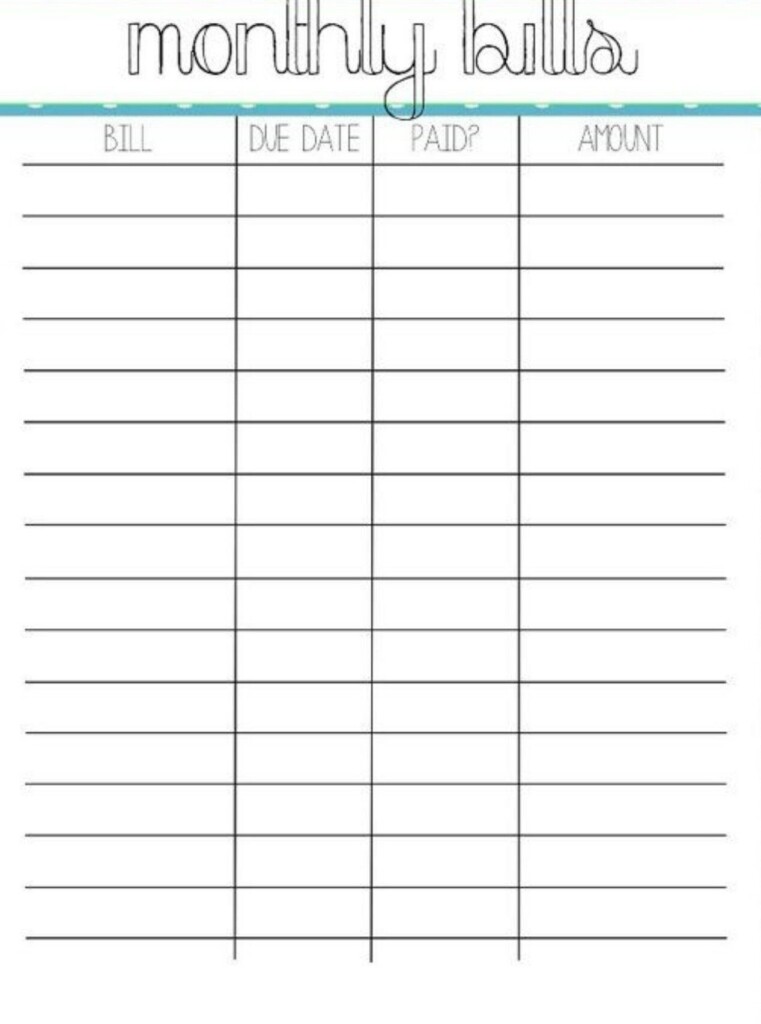 Free Bill Planner Printable