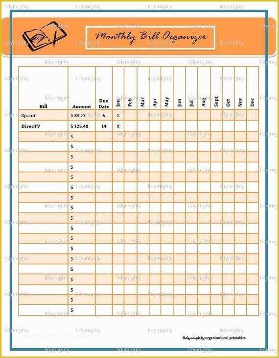 Free Bill Planner Template Of Monthly Bill Organizer Tracker Printable 