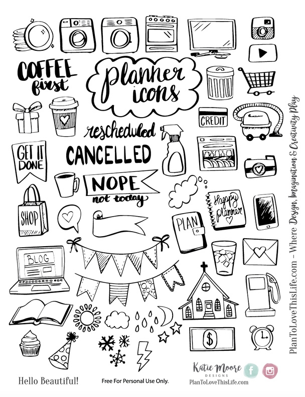 Free Black And White Printable Planner Stickers Free Templates Printable