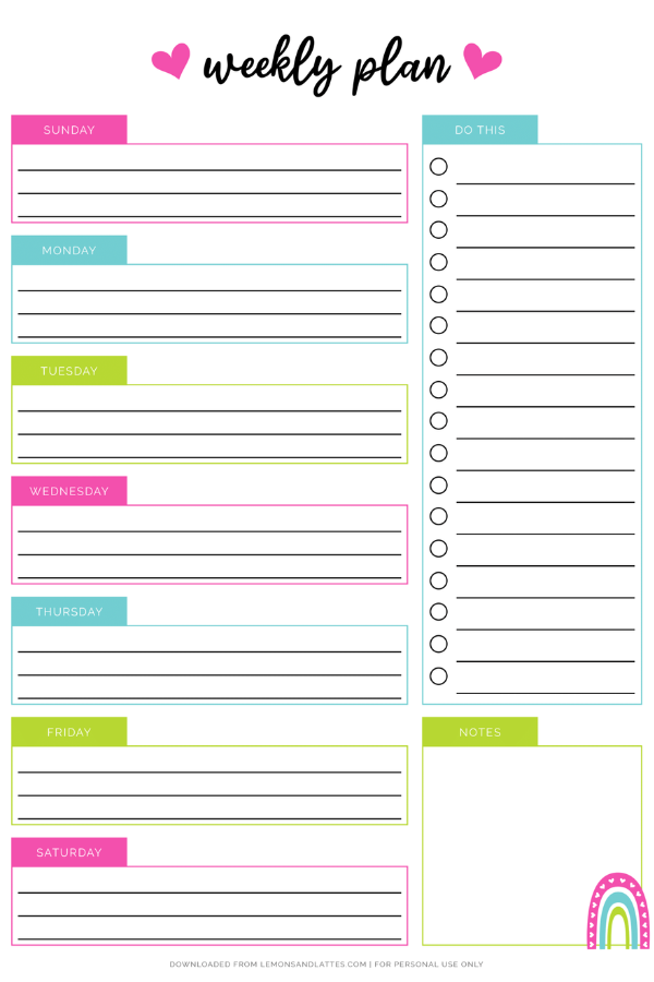 Free Cute Printable Weekly Planner 2017 Download Free Cute Printable 