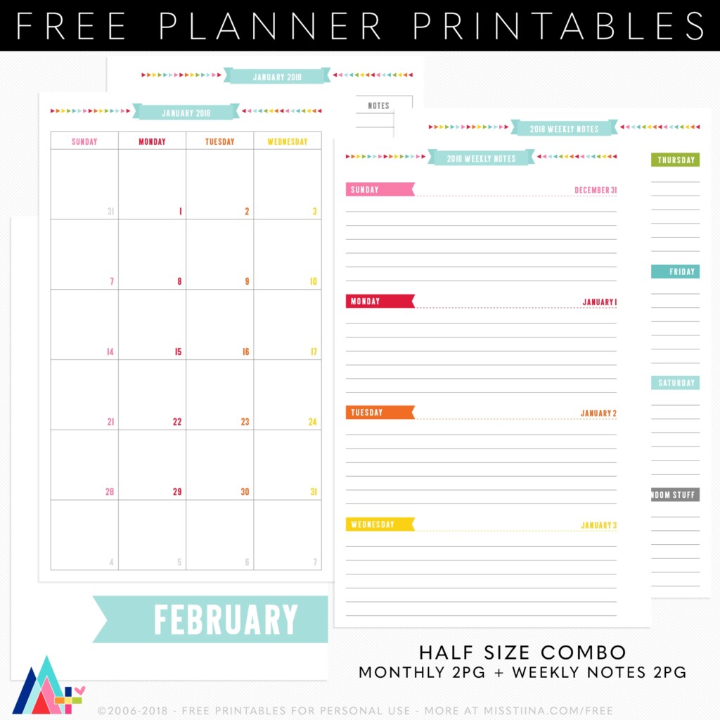 Free Half Size Planner Printables Printable Templates