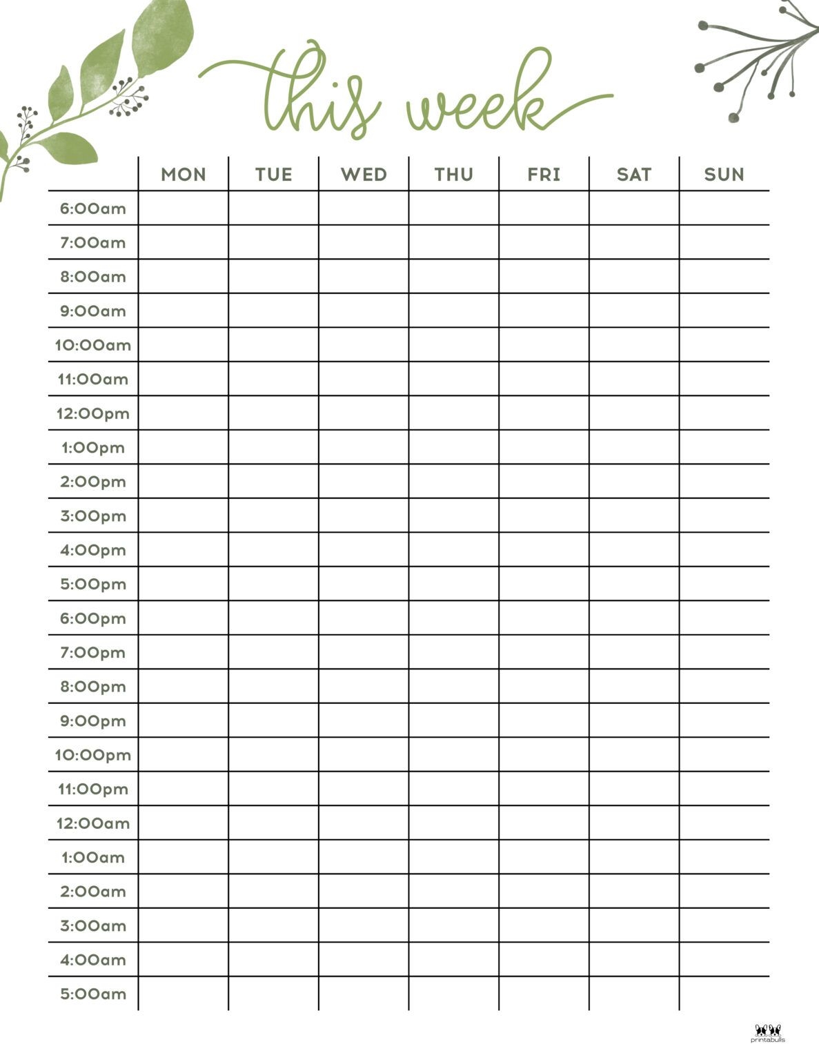 Free Hourly Planners Printable Printabulls