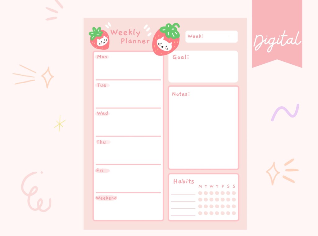 Free Kawaii Weekly Planner Printable Download Free Kawaii Weekly 