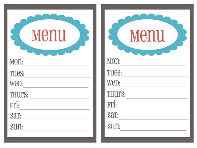 Free Menu Planner Template ClipArt Best