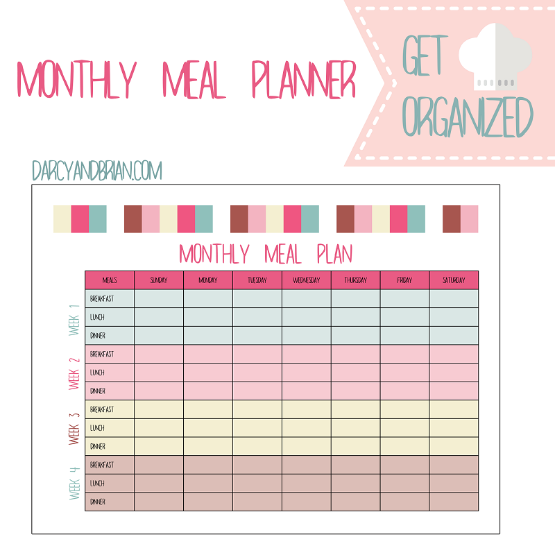 Free Monthly Meal Planner Printable Foodsasse