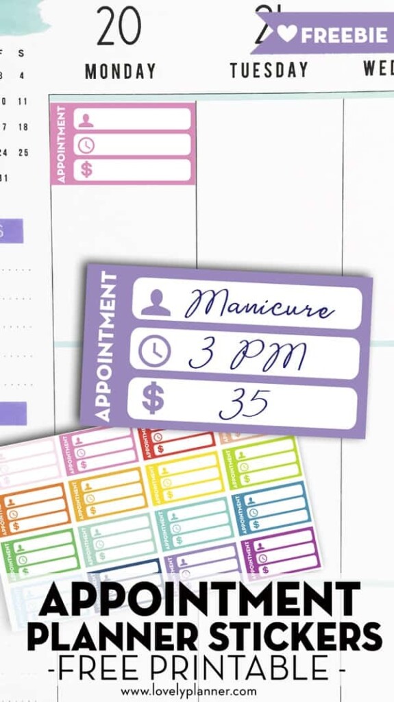 Free Printable Appointment Planner Stickers Rainbow Lovely Planner