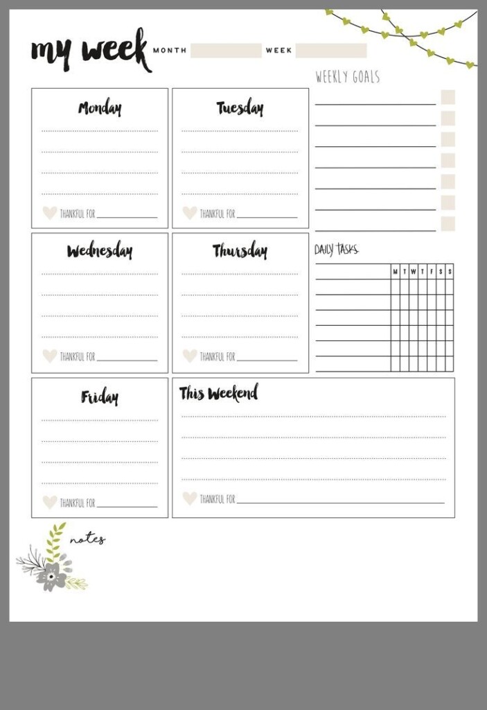 Free Printable At A Glance Weekly Planner Example Calendar Printable 