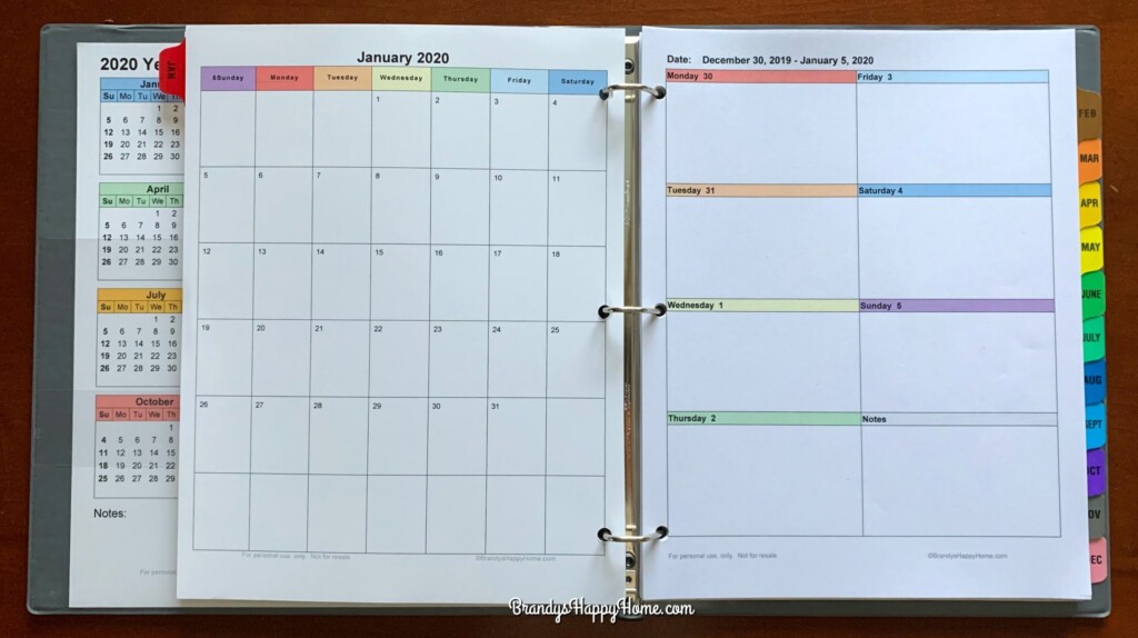 Free Printable Calendar For Binder Aubrey Rhiamon
