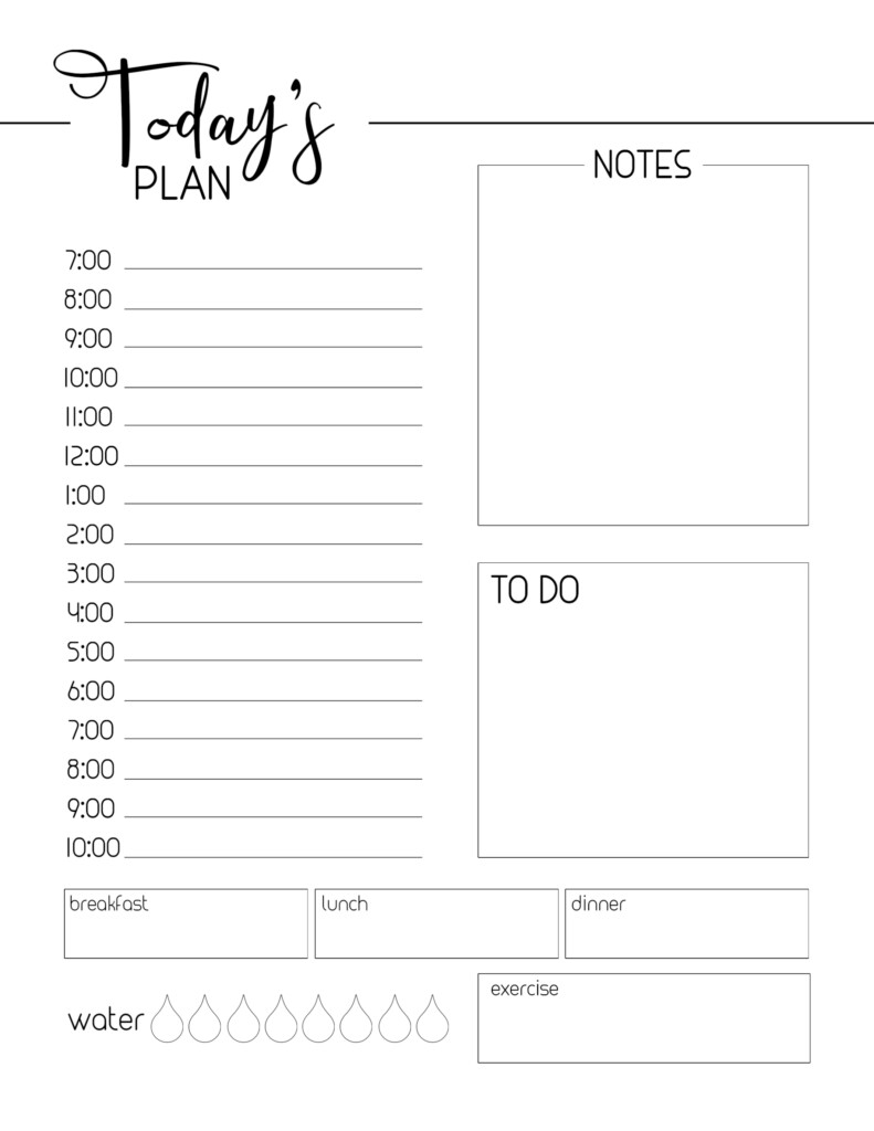 Free Printable Daily Planner Template Paper Trail Design