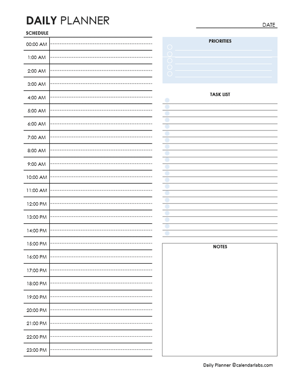 Free Printable Daily Planner With Time Slots Free Printable Templates