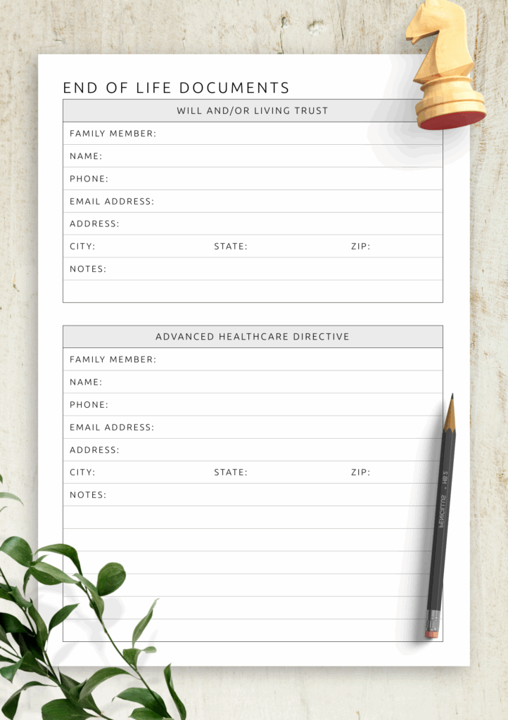 Free Printable End of life Planner Fillable Form 2024