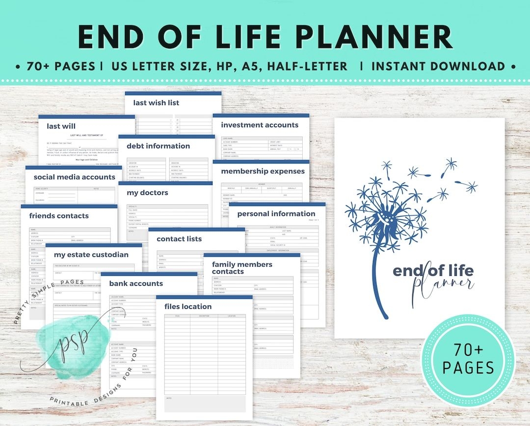 Free Printable End Of Life Planner Template Educational Printable