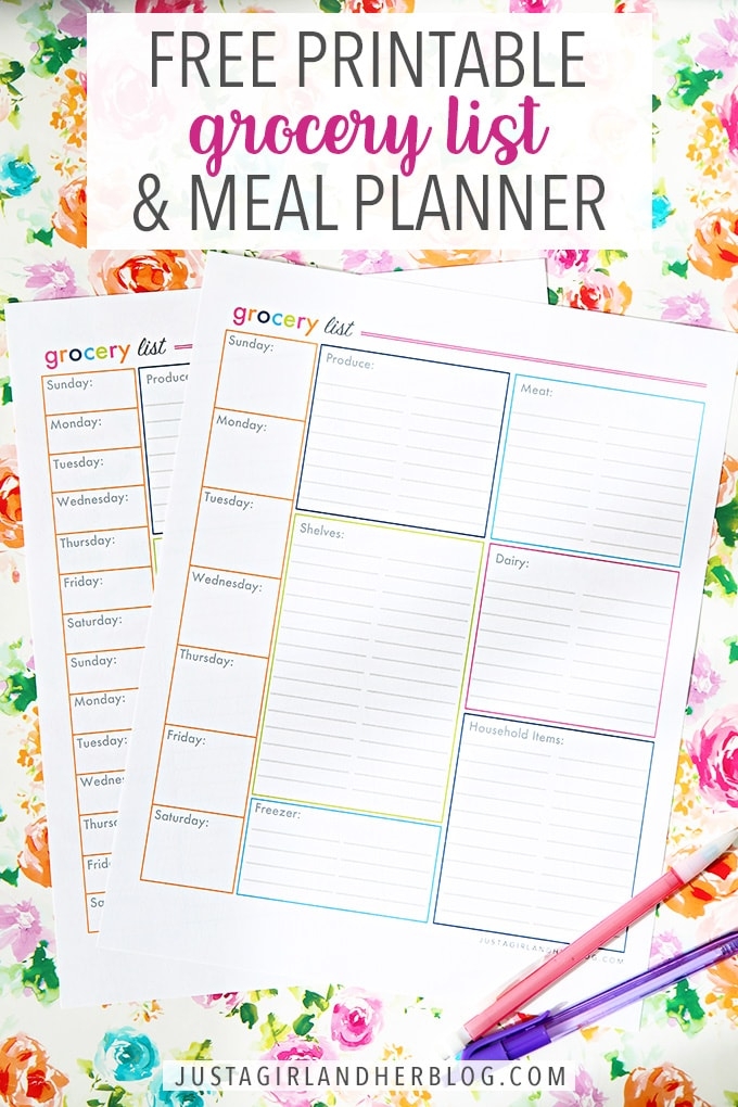 Free Printable Grocery List And Meal Planner Kotitn