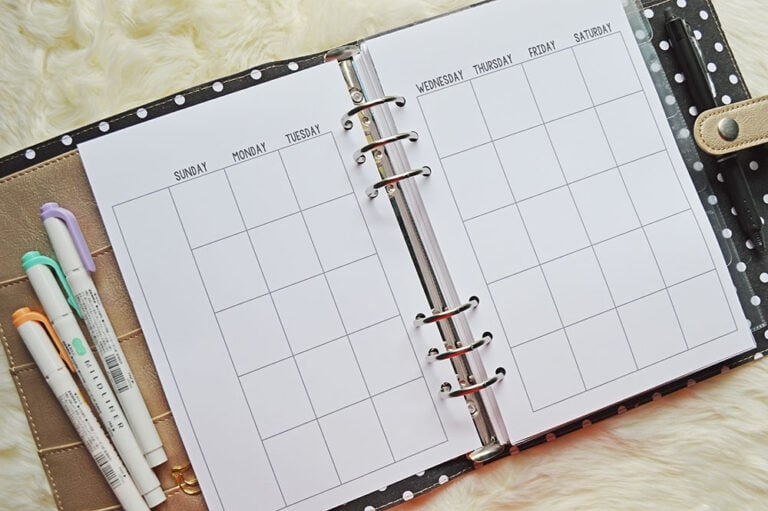 Free Printable Half Size Monthly Calendar For Your A5 Planner 