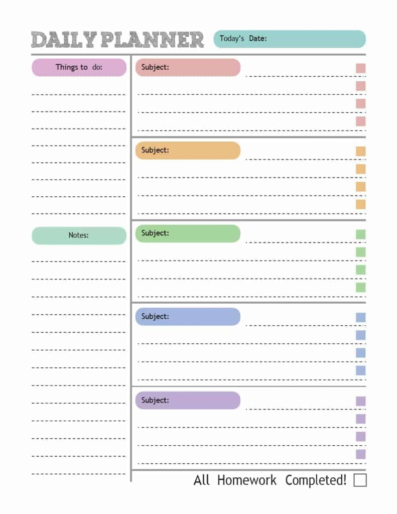 Free Printable Homework Planner