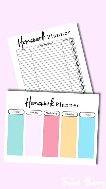 Free Printable Homework Planner Tracker Template My Sweet And Saucy