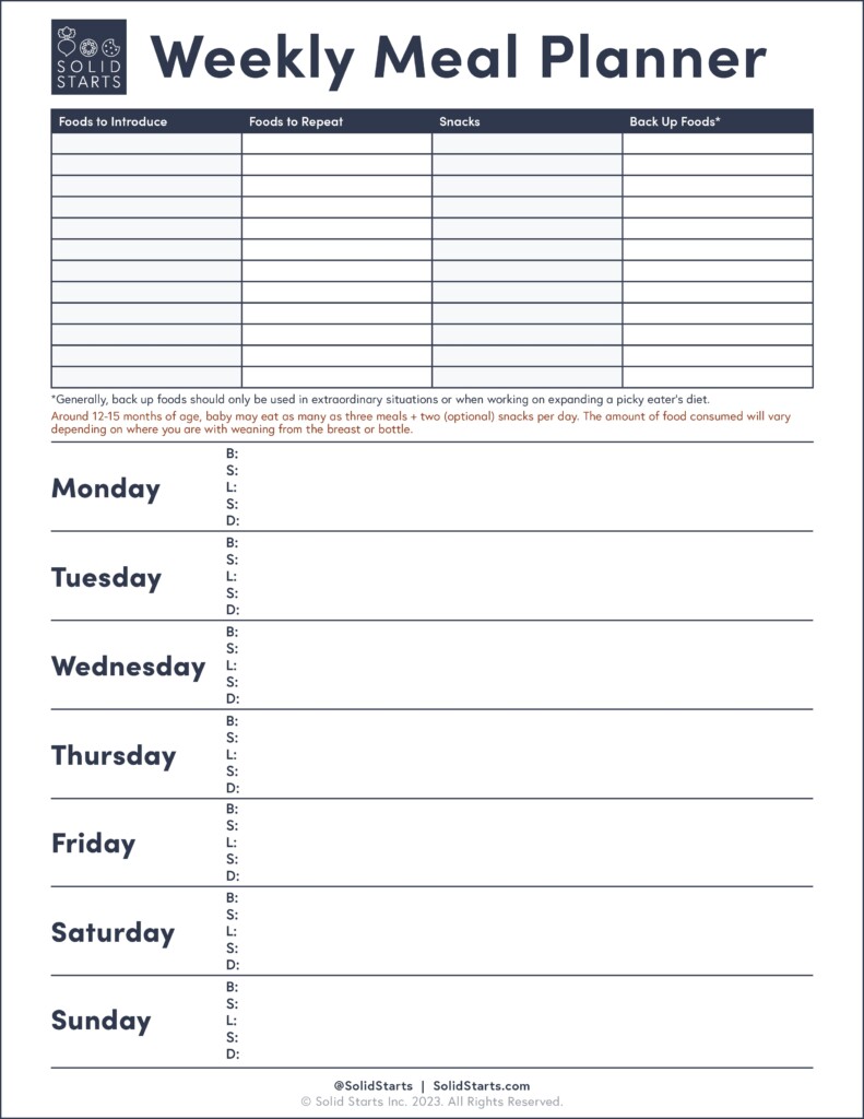 Free Printable Meal Planner For Baby Download Free Printable Meal 