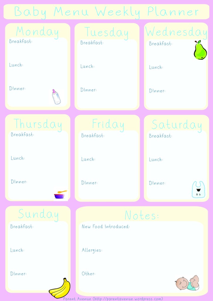 Free Printable Meal Planner For Baby Download Free Printable Meal 