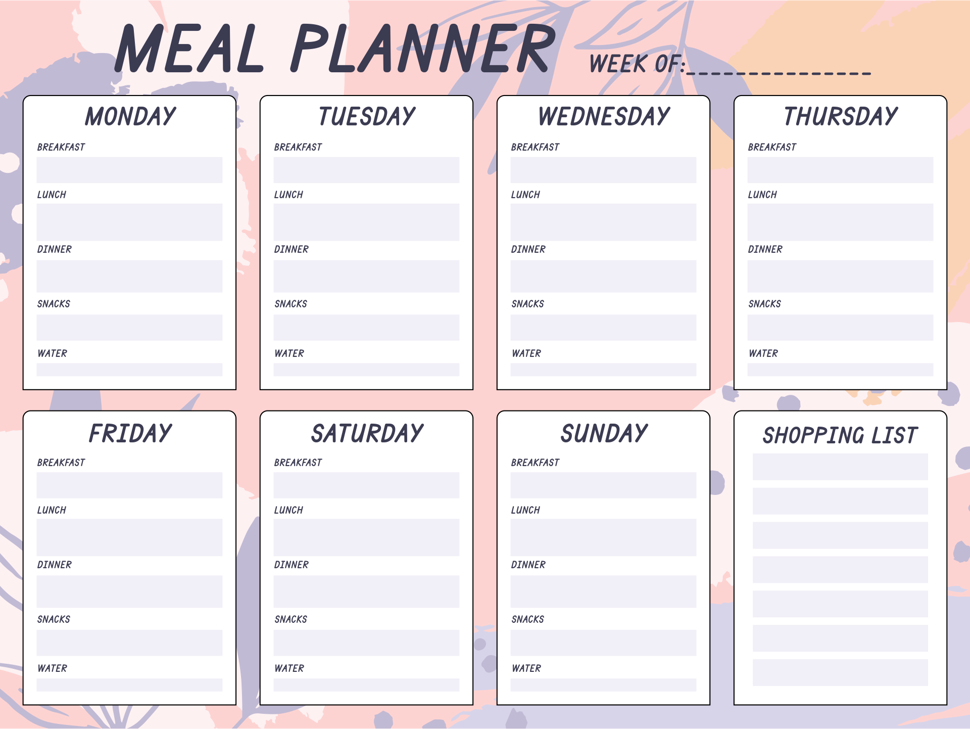 Free Printable Meal Planner Sheets Fikochat