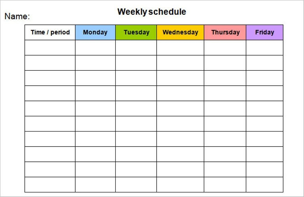 Free Printable Monday To Friday Weekly Planner Printable Word Searches