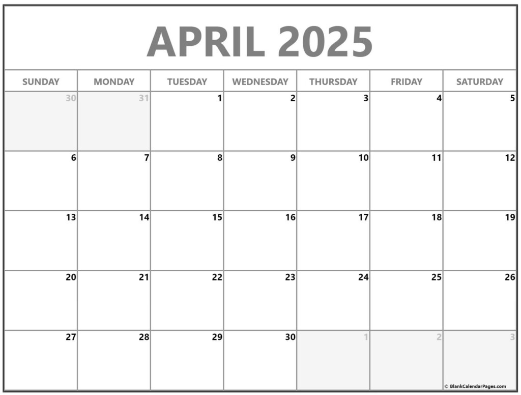 Free Printable Monthly Calendar April 2025 Brenda White