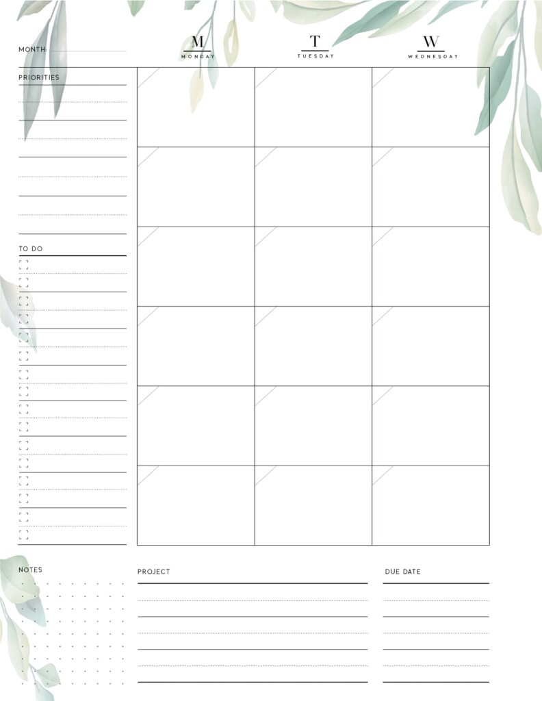 FREE Printable Monthly Planner World Of Printables