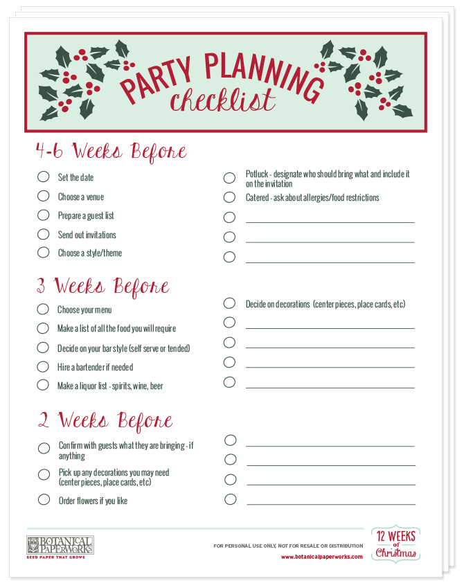 Free Printable Party Planner Checklist Holfzz