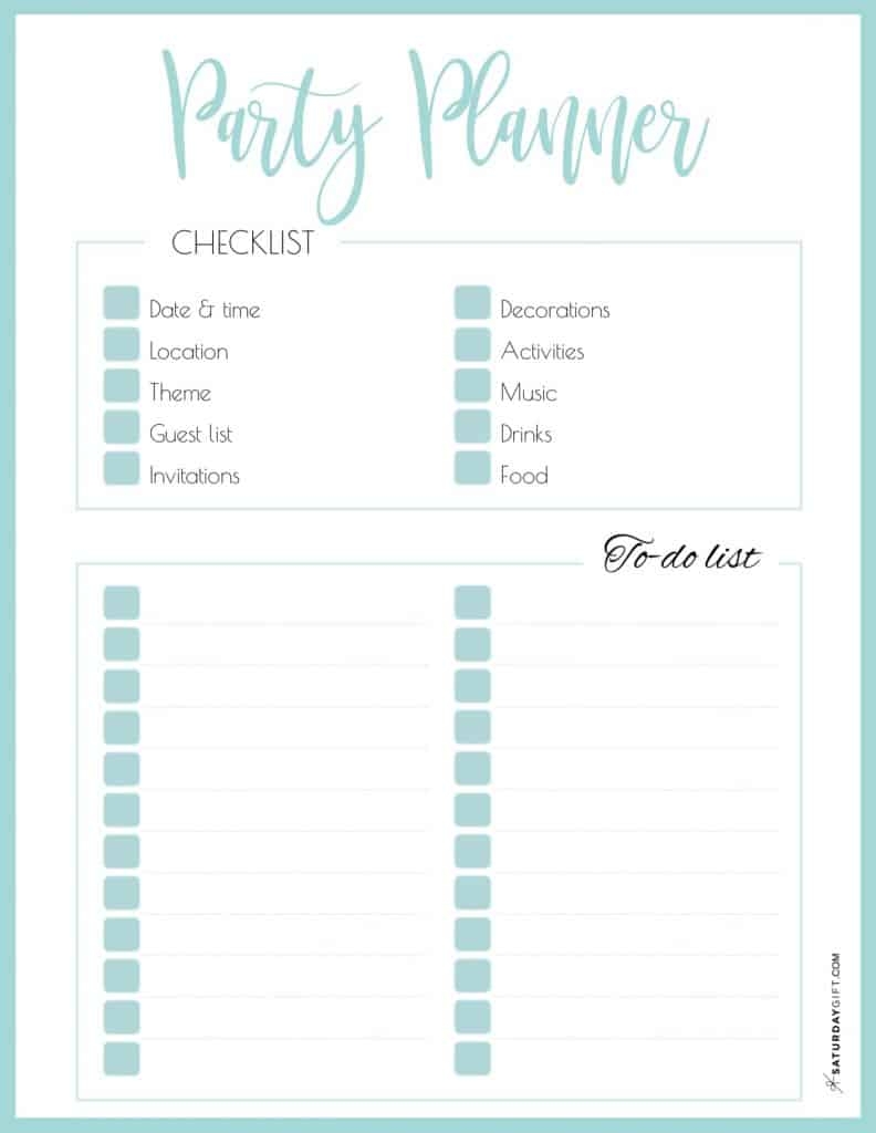 Free Printable Party Planner Checklist Printable Form Templates And 