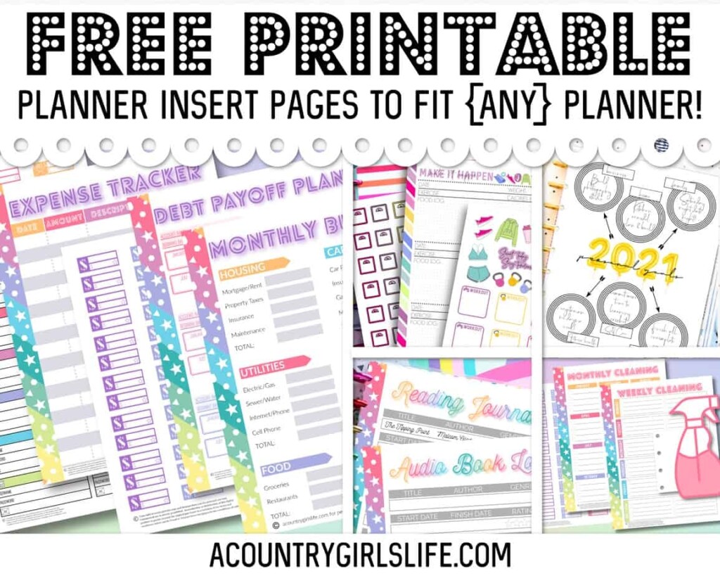 FREE Printable Planner Inserts For ANY Size Planner A Country Girl 