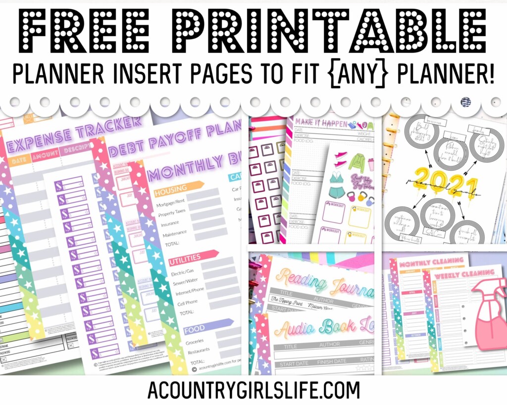 FREE Printable Planner Inserts For ANY Size Planner Planner 