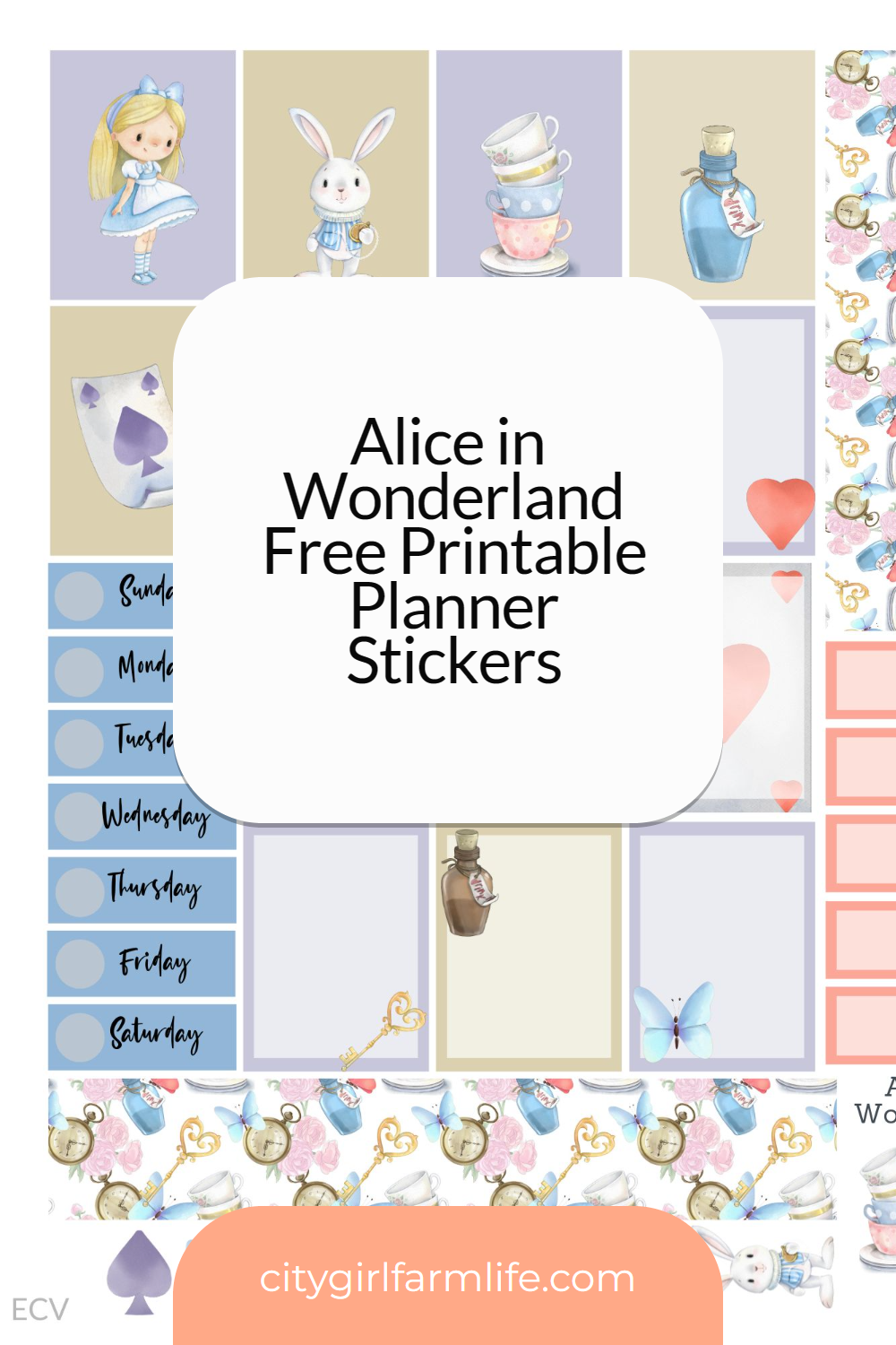 Free Printable Planner Stickers Featuring Alice In Wonderland Free