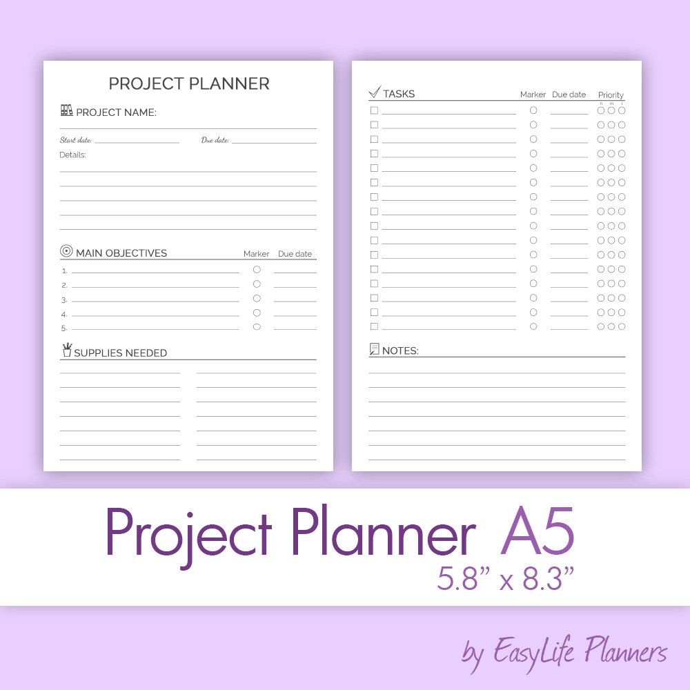 Free Printable Project Planner Pdf Pikolsense
